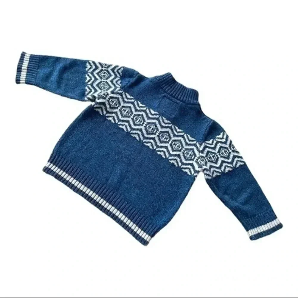 Oshkosh B’gosh boys blue/white knit cotton sweater 2T EUC
